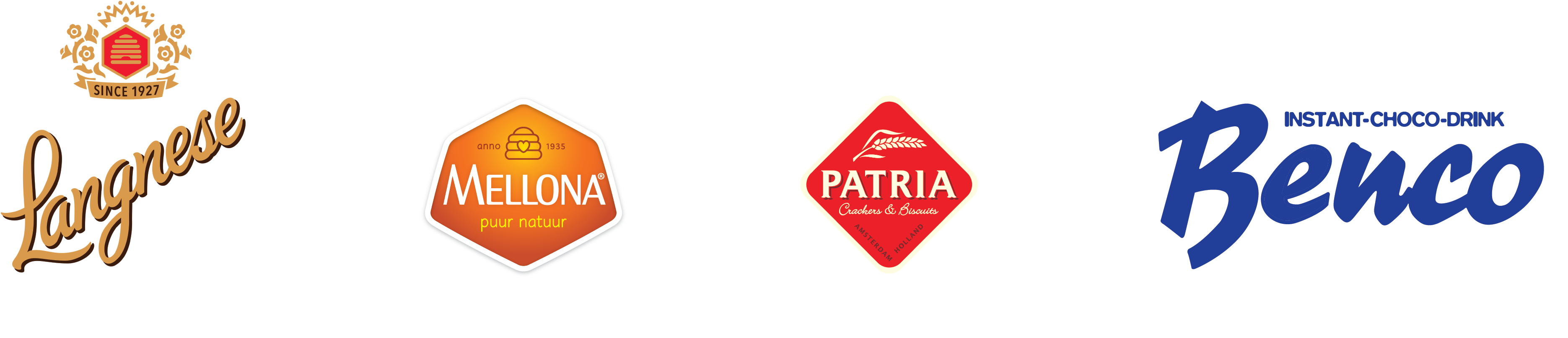 Ambtman Logo's: Langnese Honing, Mellona Honing, Patria Crackers & Biscuits, Benco Choco Drink